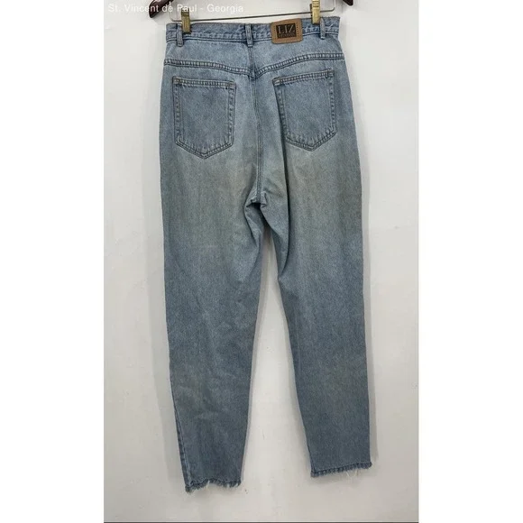 Liz Wear Light Wash Tapered 100% Cotton‎ Distressed Jeans Women's 10 Cropped - Picture 6 of 8